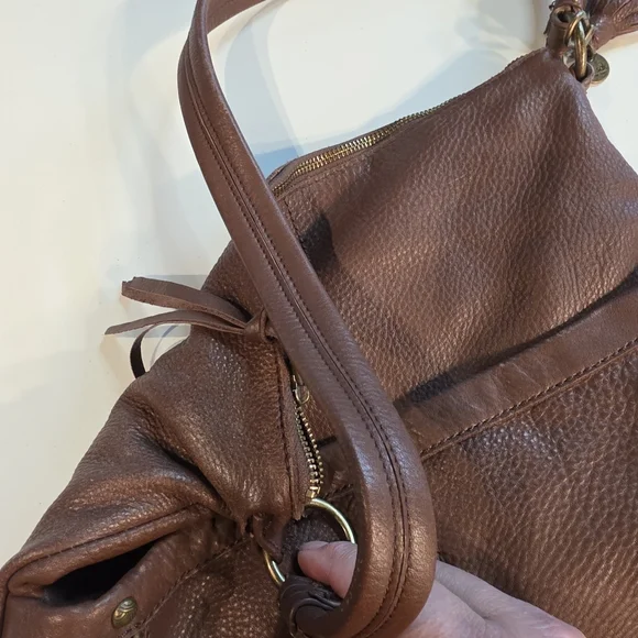 The Sak Collective Brown Leather Hobo Bucket Bag Purse - Picture 8 of 11